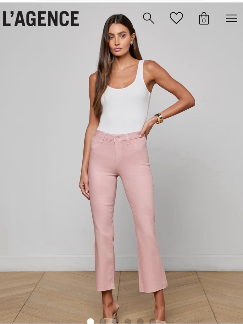 L'AGENCE Blush Pink Cropped Straight Jeans